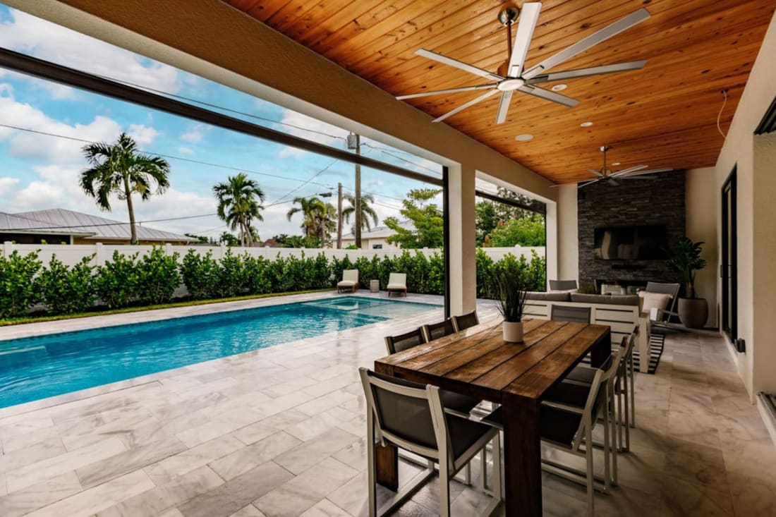 Coastal Elegance poolside living area